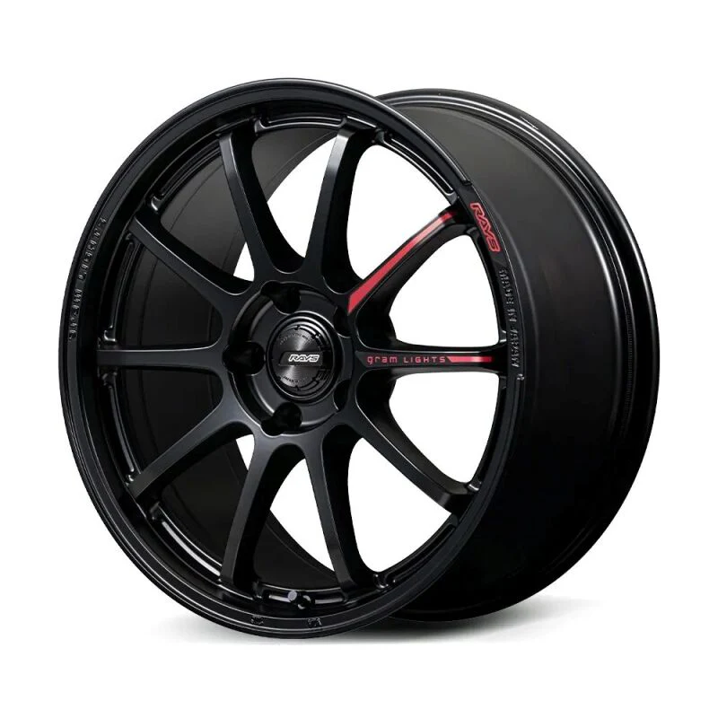 Gram Lights 57NR LIMITED II 18x9.5 +45 5-120 Semigloss Black Wheel w/ Black Cap/Stickers/Air Valve - Image 4