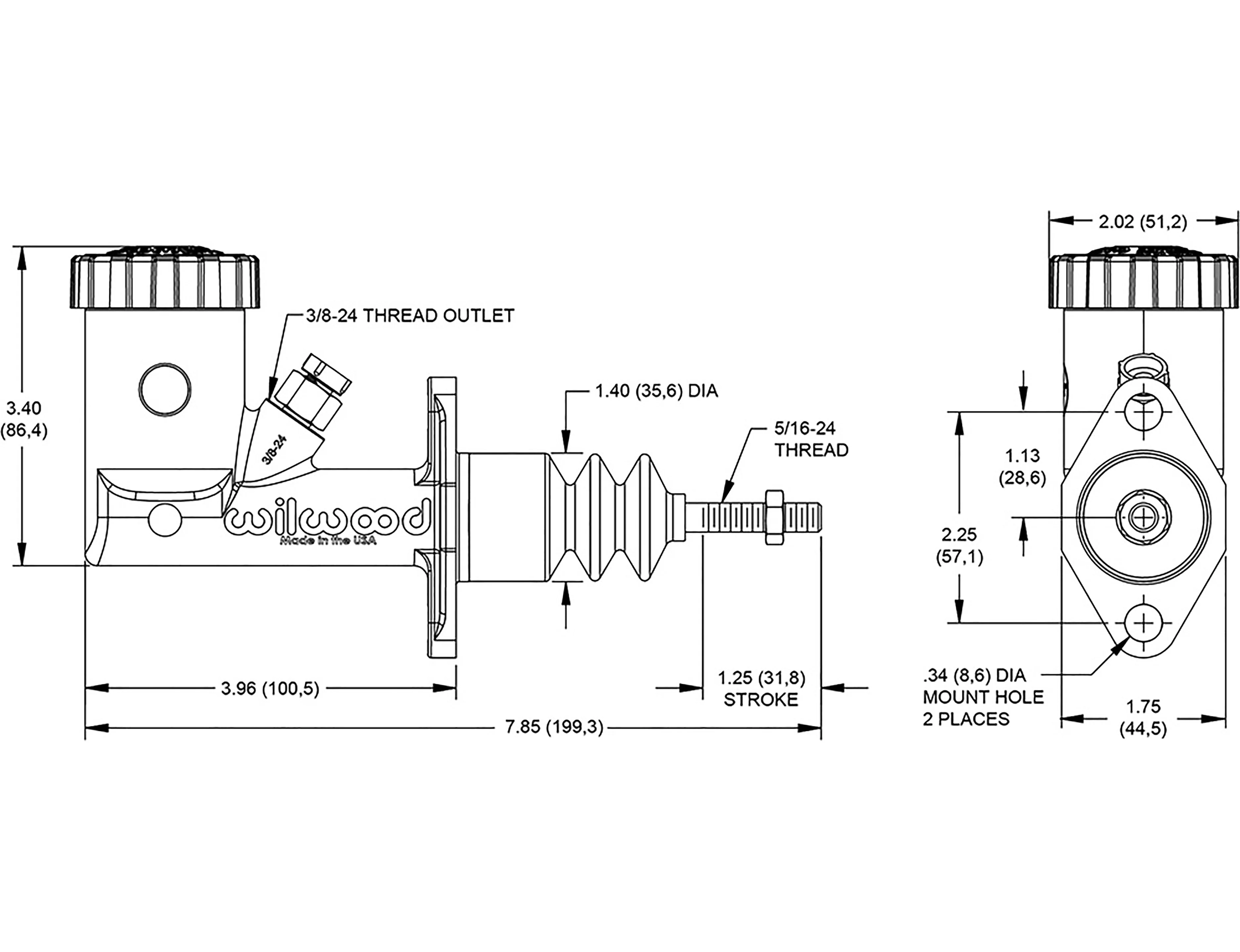 Master Cylinder - 5/8" Bore, inline - Image 3