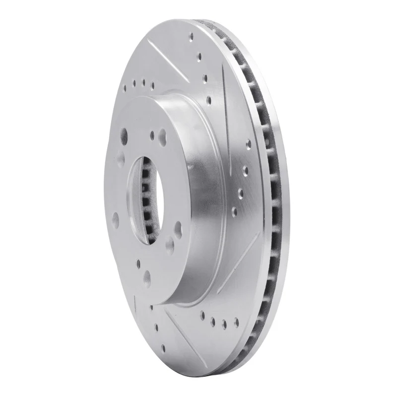 R1 12-15 Acura ILX Front Right Drilled & Slotted Silver Brake Rotor - Image 2