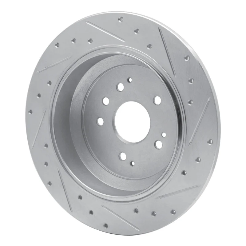 R1 14-16 Acura MDX Rear Left Drilled & Slotted Silver Brake Rotor - Image 3