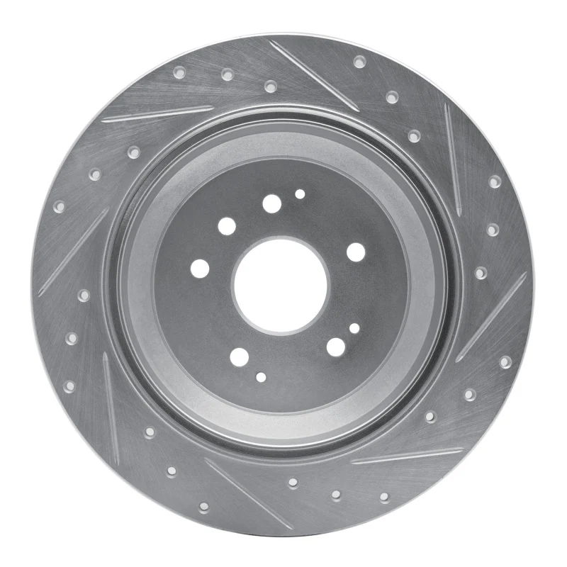 R1 14-16 Acura MDX Rear Left Drilled & Slotted Silver Brake Rotor - Image 5