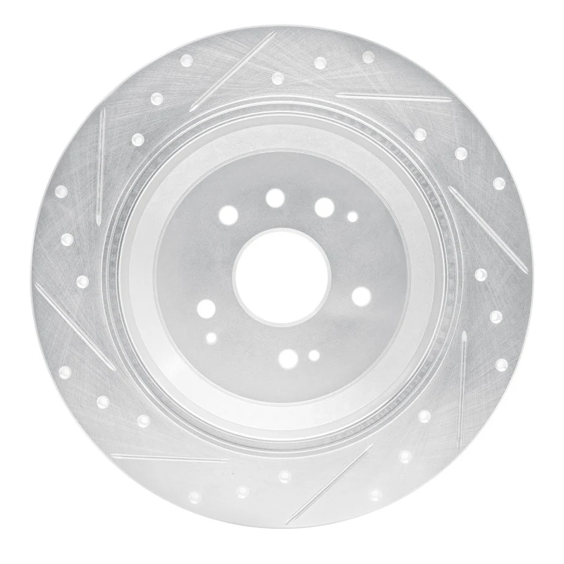 R1 14-16 Acura MDX Rear Right Drilled & Slotted Silver Brake Rotor - Image 4