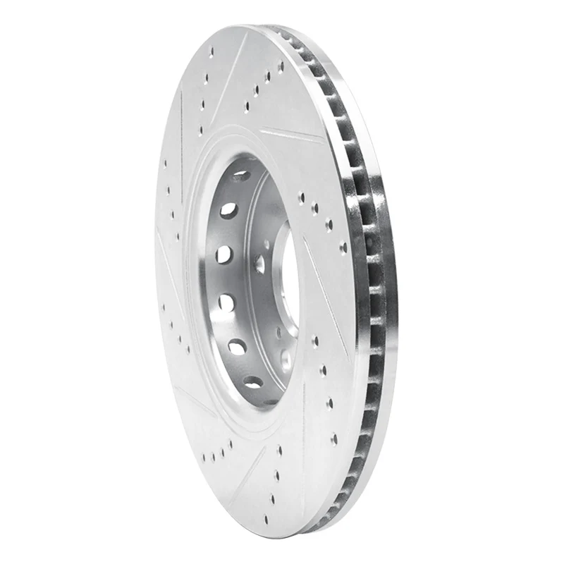 R1 14-20 Acura RLX Front Right Drilled & Slotted Silver Brake Rotor - Image 5