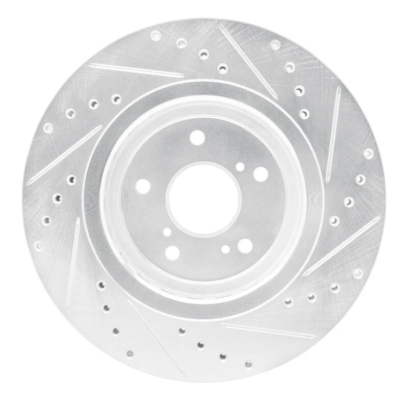 R1 14-20 Acura TLX Front Left Drilled & Slotted Silver Brake Rotor - Image 3