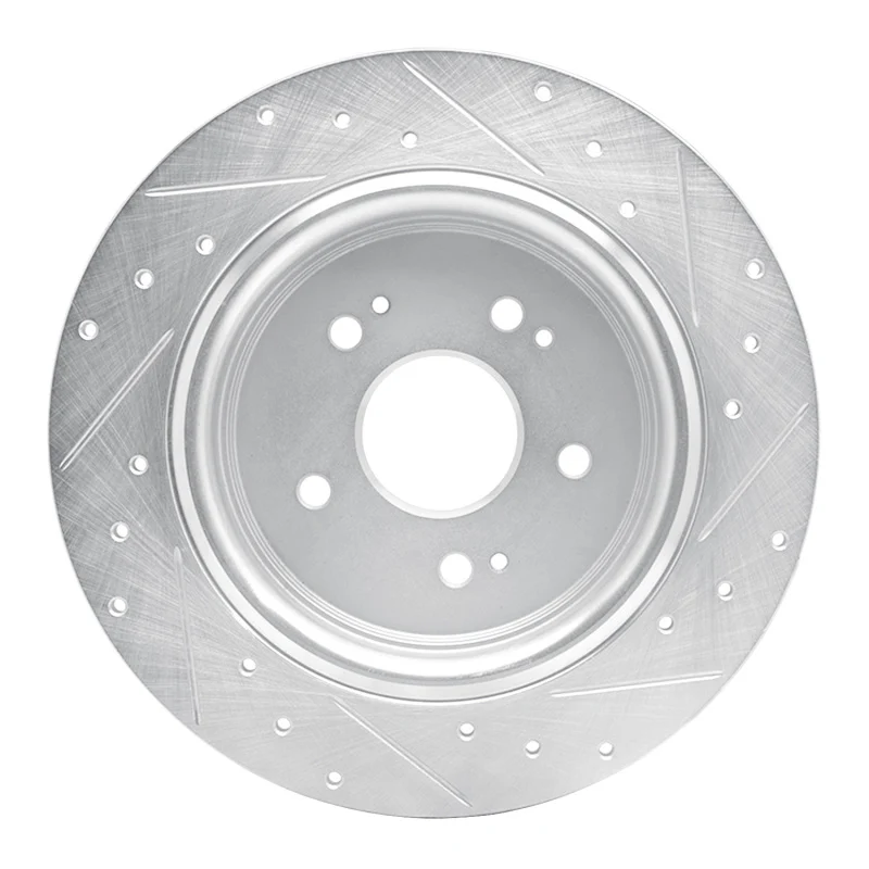 R1 15-25 Acura TLX Rear Left Drilled & Slotted Silver Brake Rotor - Image 5