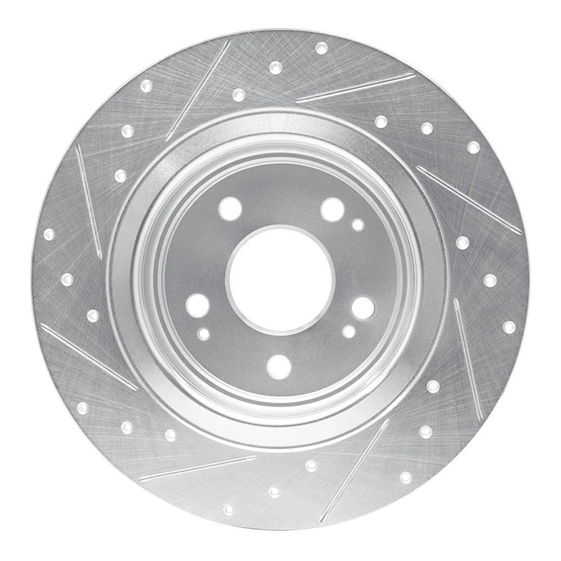 R1 17-20 Acura MDX Rear Right Drilled & Slotted Silver Brake Rotor - Image 3