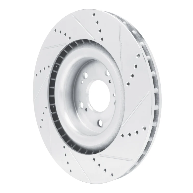 R1 2021-2025 Acura TLX Front Left Drilled & Slotted Silver Brake Rotor - Image 3