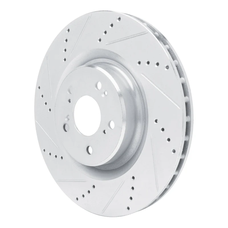 R1 2021-2025 Acura TLX Front Left Drilled & Slotted Silver Brake Rotor - Image 4