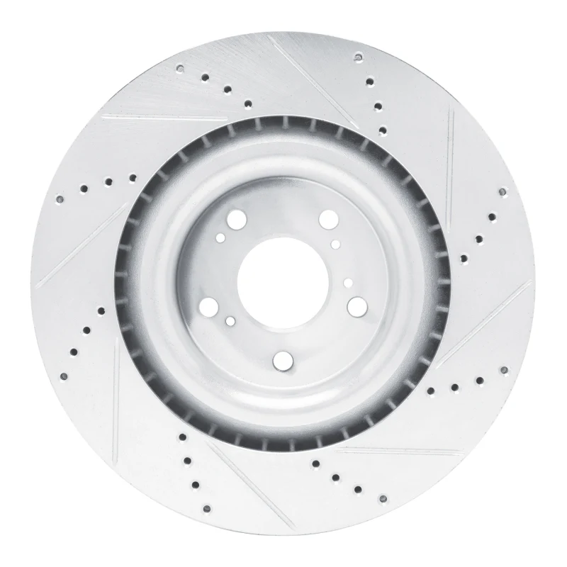 R1 2021-2025 Acura TLX Front Left Drilled & Slotted Silver Brake Rotor - Image 5