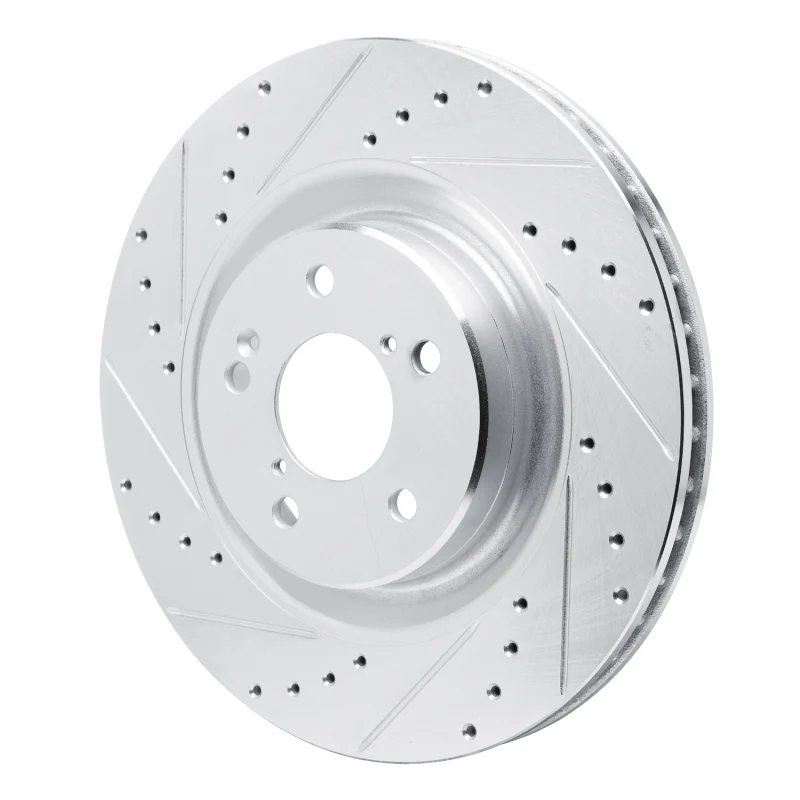R1 2022-2026 Acura MDX Front Left Drilled & Slotted Silver Brake Rotor - Image 4