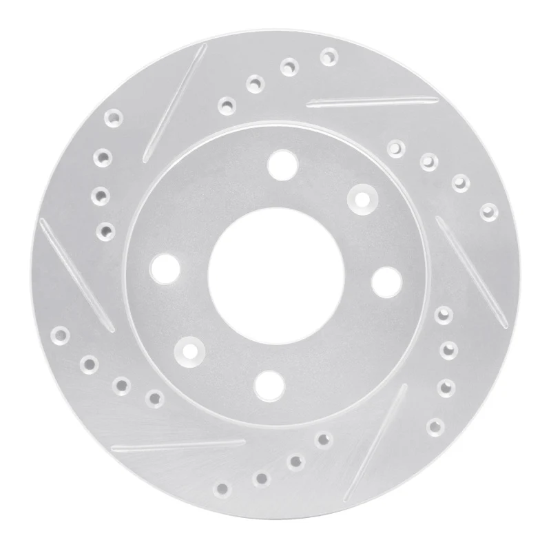 R1 83-87 Honda Prelude Front Left Drilled & Slotted Silver Brake Rotor