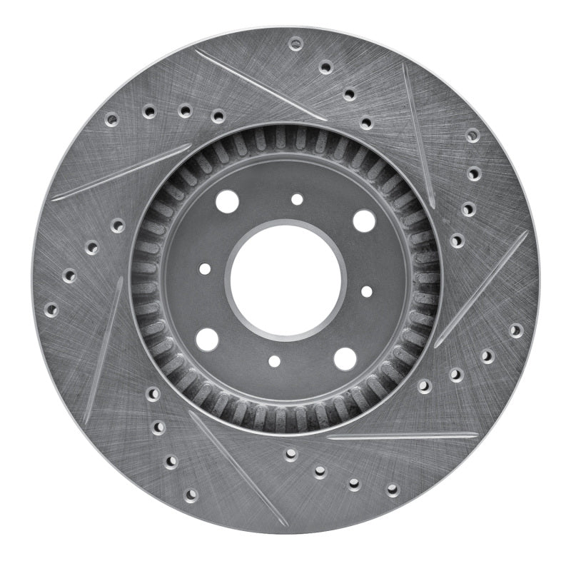 R1 92-96 Honda Prelude Front Left Drilled & Slotted Silver Brake Rotor - Image 3
