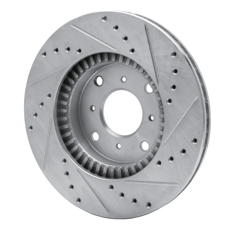 R1 92-96 Honda Prelude Front Left Drilled & Slotted Silver Brake Rotor - Image 4
