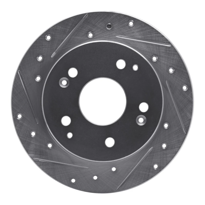 R1 97-01 Acura Integra Rear Left Drilled & Slotted Silver Brake Rotor